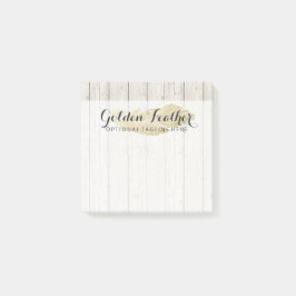 Gouden Boheemse Veer op Ruwe Houten Planken Post-it® Notes
