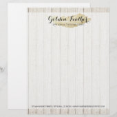 Gouden Boheemse Veer op Ruwhouten Planken Briefhoofd Sjabloon (Voorkant / Achterkant)