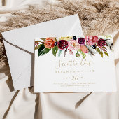Gouden Boho Bloemen Horizontale Bruiloft Sla de da Save The Date