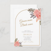 Gouden Boho Bloemrijke Boog Trouwkaart Informatiekaartje (Voorkant / Achterkant)