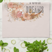 Gouden Boho Blush Roze Bloem Bruiloft Feest Theedoek (Gevouwen)