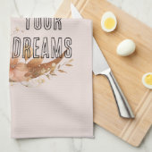 Gouden Boho Blush Roze Bloem Bruiloft Feest Theedoek (Quarter Fold)