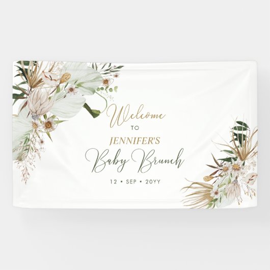 Gouden Boho/Boheemse Baby Brunch Welkom Spandoek (Horizontaal)