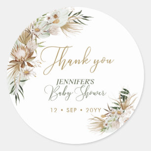 Gouden Boho/Boheemse Baby Shower Dank je Ronde Sticker