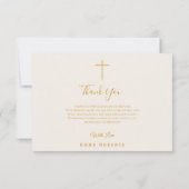 Gouden Boho Cross 3-foto doop dank je kaart (Achterkant)