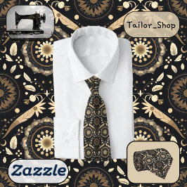 Gouden Boho details op een donkere achtergrond Stropdas