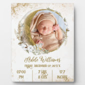 Gouden Boho-maan Baby Geboorte Statistieken met Fo Fotoplaat (Voorkant)