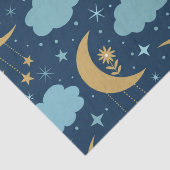 Gouden Boho Maan met blauwe wolken Tissuepapier (Detail)