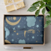 Gouden Boho Maan met blauwe wolken Tissuepapier (Geschenk)