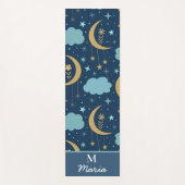 Gouden Boho Maan Met Wolken Monogram  Yogamat (Voorkant)