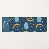 Gouden Boho Maan Met Wolken Monogram  Yogamat (Voorkant (horizontaal))