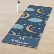 Gouden Boho Maan Met Wolken Monogram