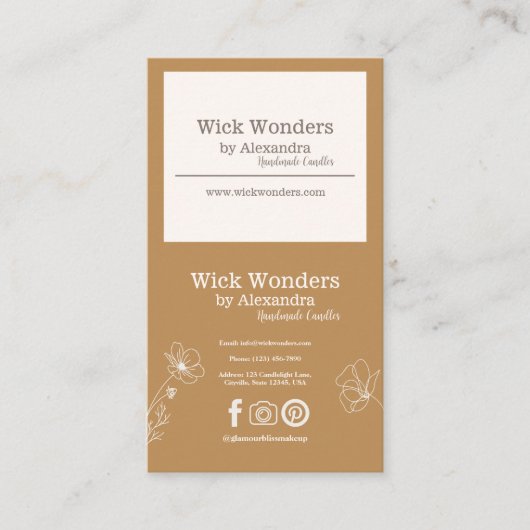 Gouden Boho minimalistische kaars maken Visitekaartje (Voorkant)