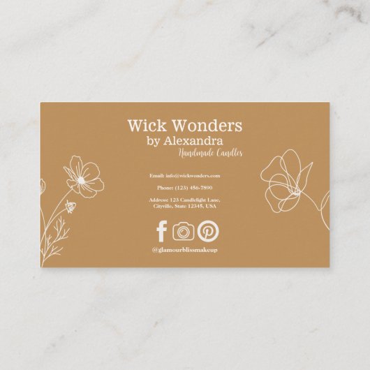 Gouden Boho minimalistische kaars maken Visitekaartje (Achterkant)