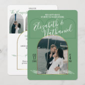 Gouden Boho Script Groene Foto's op Maat Kaart (Voorkant / Achterkant)