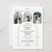 Gouden Boho Script Groene Foto's op Maat Kaart (Achterkant)