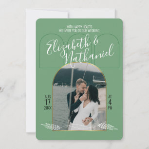 Gouden Boho Script Groene Foto's op Maat Kaart