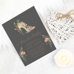 Gouden Boho Stiletto Schoen Bruiloft Brunch Uitnod Kaart