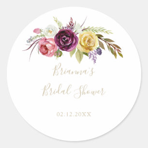 Gouden Boho Tropische Bloem Bruidsdouche Favor   Ronde Sticker