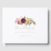 Gouden Boho Tropische Bloemen Bruiloft Gastenboek (Voorkant)