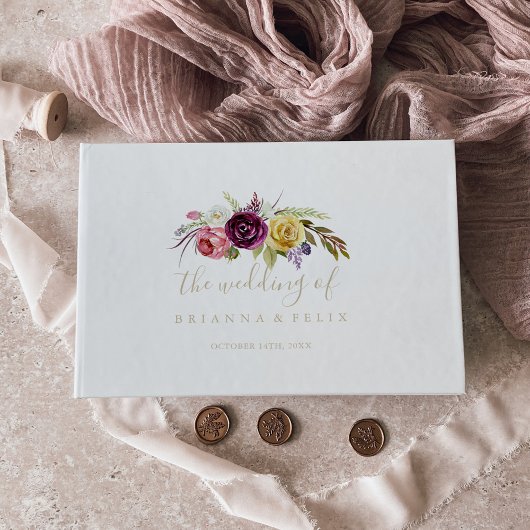 Gouden Boho Tropische Bloemen Bruiloft Gastenboek