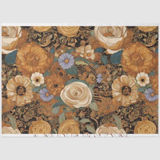 Gouden Boho Tuin Bloemig Tissuepapier (Voorkant)