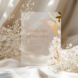 Gouden Boho Vlinder kussen baby shower Acryl Uitnodigingen