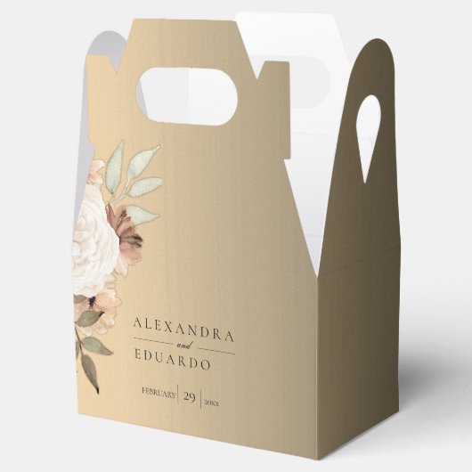 Gouden Boho Wildbloemen Elegante bruiloft Bedankdoosjes (Geopend)