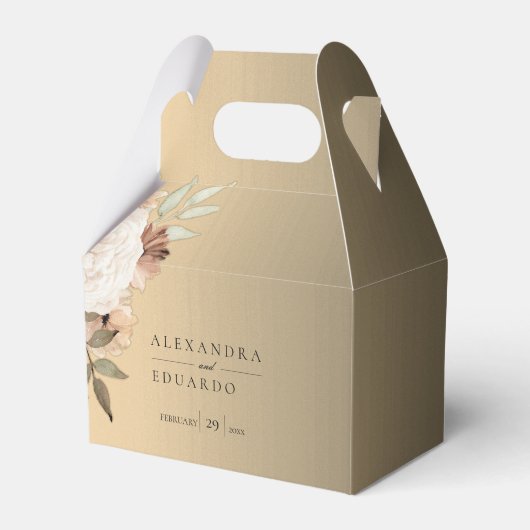 Gouden Boho Wildbloemen Elegante bruiloft Bedankdoosjes (Voorkant Zijde)