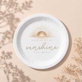 Gouden Boho Zonneschijn Neutrale Baby Shower Feest Papieren Bordje