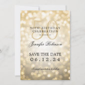 Gouden Bokeh 50e verjaardag Save the Date Kaart (Voorkant)