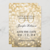 Gouden Bokeh 50e verjaardag Save the Date Kaart (Voorkant / Achterkant)