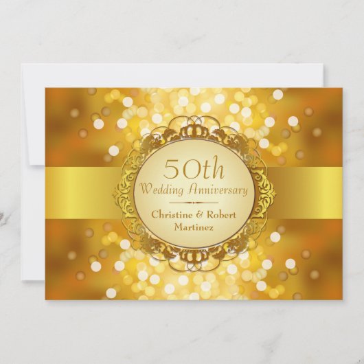Gouden Bokeh 50ste Verjaardagsfeest Kaart (Voorkant)