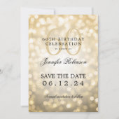 Gouden Bokeh 60e verjaardag Save the Date Kaart (Voorkant)