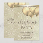 Gouden bokeh ballon corporate kerstfeest Invi Kaart (Voorkant / Achterkant)