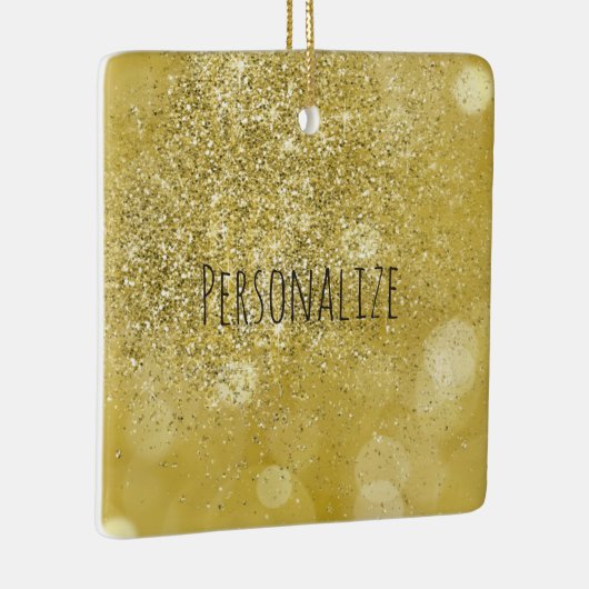 Gouden Bokeh Faux Glitter Gepersonaliseerd Keramisch Ornament (Rechts)