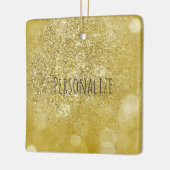 Gouden Bokeh Faux Glitter Gepersonaliseerd Keramisch Ornament (Links)