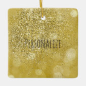 Gouden Bokeh Faux Glitter Gepersonaliseerd Keramisch Ornament (Voorkant)