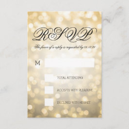 Gouden Bokeh Lichten Elegante Trouw-RSVP RSVP Kaartje