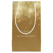 Gouden Bokeh Luxe Sparkle Elegante Glow Met Naam Klein Cadeauzakje (Voorkant)