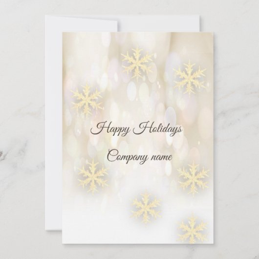 Gouden bokeh sneeuwvlokken corporate kerstfeest I Kaart (Achterkant)