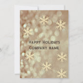Gouden bokeh sneeuwvlokken corporate kerstfeest kaart (Achterkant)