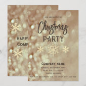 Gouden bokeh sneeuwvlokken corporate kerstfeest kaart (Voorkant / Achterkant)