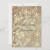 Gouden bokeh sneeuwvlokken corporate kerstfeest kaart (Achterkant)