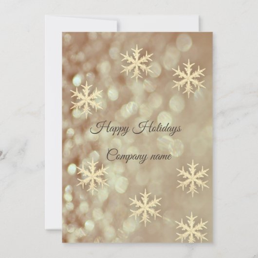 Gouden bokeh sneeuwvlokken corporate kerstfeest kaart (Achterkant)