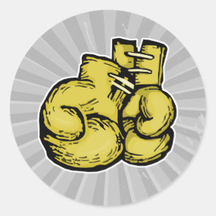 gouden boks handschoenen grafisch ronde sticker