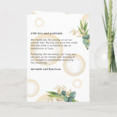 Gouden bollen en botanisch huwelijksprogramma kaar kaart (Achterkant)
