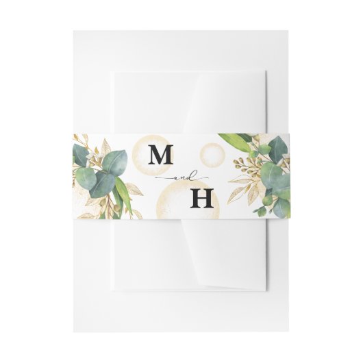 Gouden bollen en Botanische bruiloft Uitnodigingen Wikkel (Voorkant Voorbeeld)