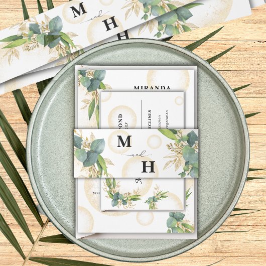 Gouden bollen en Botanische bruiloft Uitnodigingen Wikkel