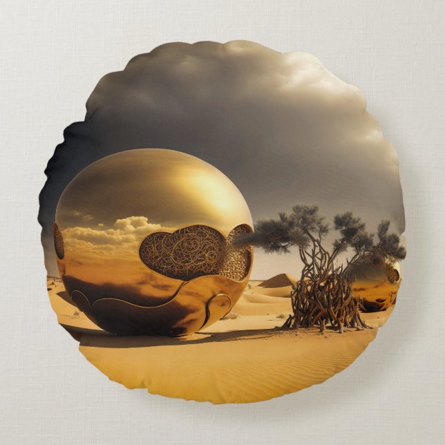Gouden Bollen in de Woestijnstorm Rond Kussen (Voorkant)